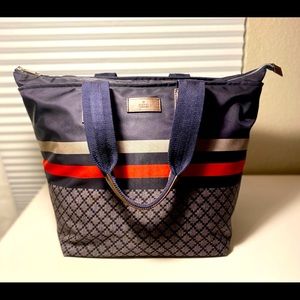 GUCCI Blue Nylon Diamante Travel Tote Handbag